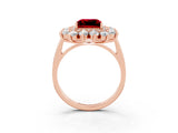 Rose gold Princess Cut Halo Cluster Diamond Ring with Pave Band and Four-Prong Setting_3