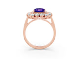Rose gold Princess Cut Halo Cluster Diamond Ring with Pave Band and Four-Prong Setting_3