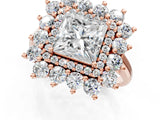 Rose gold Princess Cut Halo Cluster Diamond Ring with Pave Band and Four-Prong Setting_4