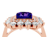 Rose gold Princess Cut Halo Cluster Diamond Ring with Pave Band and Four-Prong Setting_4
