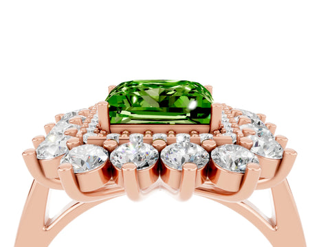 Rose gold Princess Cut Halo Cluster Diamond Ring with Pave Band and Four-Prong Setting_4