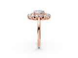 Rose gold Princess Cut Halo Cluster Diamond Ring with Pave Band and Four-Prong Setting_5