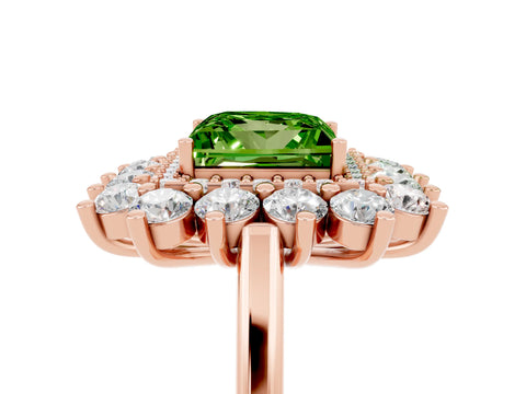 Rose gold Princess Cut Halo Cluster Diamond Ring with Pave Band and Four-Prong Setting_5