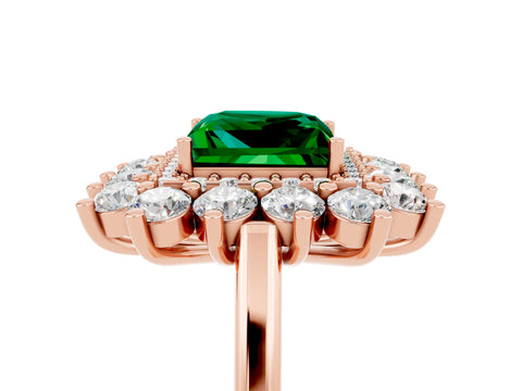 Rose gold Princess Cut Halo Cluster Diamond Ring with Pave Band and Four-Prong Setting_5
