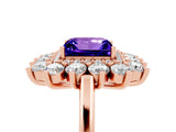 Rose gold Princess Cut Halo Cluster Diamond Ring with Pave Band and Four-Prong Setting_5