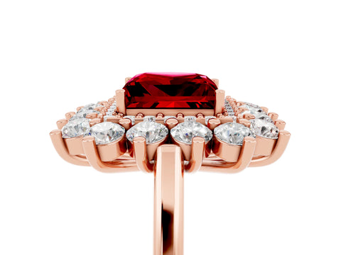 Rose gold Princess Cut Halo Cluster Diamond Ring with Pave Band and Four-Prong Setting_5