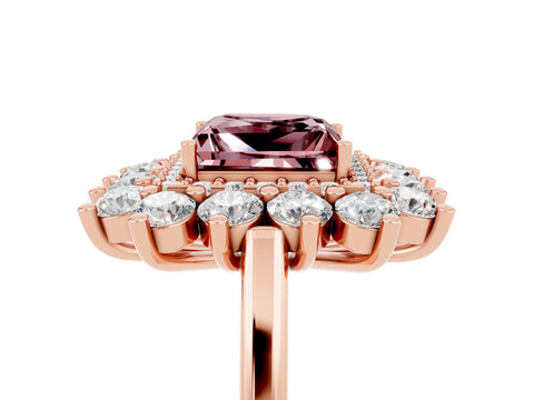 Rose gold Princess Cut Halo Cluster Diamond Ring with Pave Band and Four-Prong Setting_5
