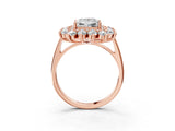 Rose gold Princess Cut Halo Cluster Diamond Ring with Pave Band and Four-Prong Setting_6