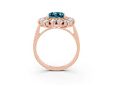 Rose gold Princess Cut Halo Cluster Diamond Ring with Pave Band and Four-Prong Setting_9