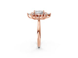 Rose gold Princess Cut Halo Diamond Cluster Ring with Marquise and Round Stones on a White Gold Band with Prong Setting_29