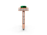 Rose gold Princess Cut Halo Diamond Engagement Ring with Milgrain Pave Band and Four-Prong Setting_2