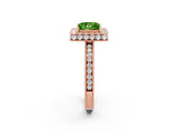 Rose gold Princess Cut Halo Diamond Engagement Ring with Milgrain Pave Band and Four-Prong Setting_2