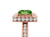 Rose gold Princess Cut Halo Diamond Engagement Ring with Milgrain Pave Band and Four-Prong Setting_5