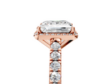 Rose gold Princess Cut Halo Diamond Engagement Ring with Pave Band and Four-Prong Setting_46