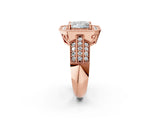 Rose gold Princess Cut Halo Diamond Engagement Ring with Pave Split Shank and Four-Prong Setting_5
