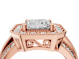 Rose gold Princess Cut Halo Diamond Engagement Ring with Pave Split Shank and Four-Prong Setting_7