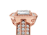 Rose gold Princess Cut Halo Diamond Engagement Ring with Pave Split Shank and Four-Prong Setting_8