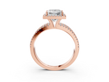 Rose gold Princess Cut Halo Diamond Engagement Ring with Split Shank and Four-Prong Setting_25
