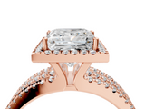 Rose gold Princess Cut Halo Diamond Engagement Ring with Split Shank and Four-Prong Setting_26