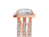 Rose gold Princess Cut Halo Diamond Engagement Ring with Split Shank and Four-Prong Setting_27