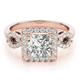 Rose gold Princess Cut Halo Diamond Infinity Band with Four-Prong Setting 1