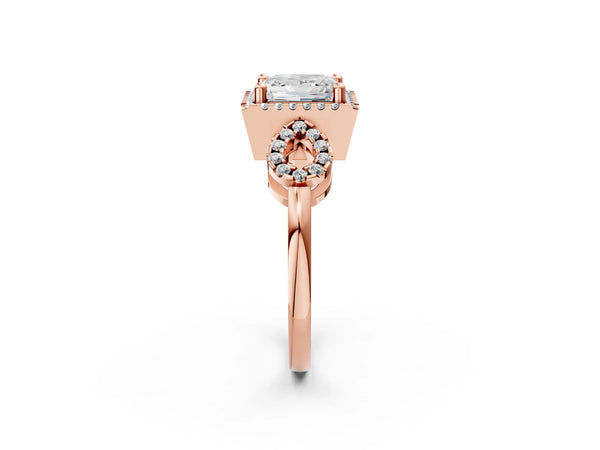 Rose Gold Princess Cut Pave Infinity Halo Engagement Ring Setting