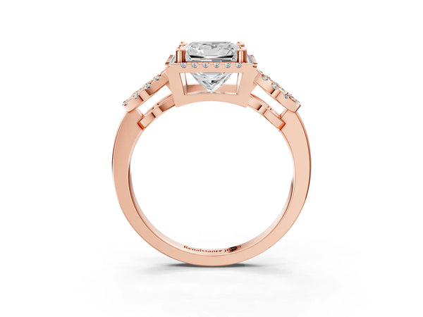 Rose Gold Princess Cut Pave Infinity Halo Engagement Ring Setting