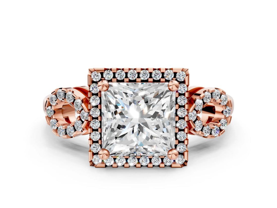 Rose gold Princess Cut Halo Diamond Infinity Band with Four-Prong Setting_6