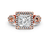 Rose gold Princess Cut Halo Diamond Infinity Band with Four-Prong Setting_6