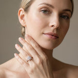 Rose gold Princess Cut Halo Diamond Pavé Engagement Ring with Milgrain Detailing_16