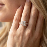 Rose gold Princess Cut Halo Diamond Pavé Engagement Ring with Milgrain Detailing_17
