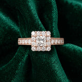 Rose gold Princess Cut Halo Diamond Pavé Engagement Ring with Milgrain Detailing_18
