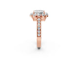 Rose gold Princess Cut Halo Diamond Pavé Engagement Ring with Milgrain Detailing_20
