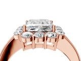 Rose gold Princess Cut Halo Diamond Pavé Engagement Ring with Milgrain Detailing_22