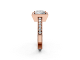 Rose gold Princess Cut Halo Diamond Pave Band Ring with Four-Prong Setting_60
