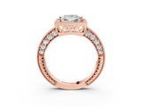 Rose gold Princess Cut Halo Diamond Pave Band Ring with Four-Prong Setting_61