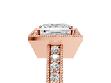 Rose gold Princess Cut Halo Diamond Pave Band Ring with Four-Prong Setting_63