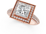 Rose gold Princess Cut Halo Diamond Pave Band with Four-Prong Setting_52