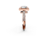 Rose gold Princess Cut Halo Diamond Pave Band with Four-Prong Setting_53