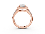 Rose gold Princess Cut Halo Diamond Pave Band with Four-Prong Setting_54