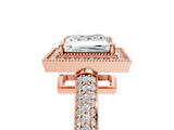 Rose gold Princess Cut Halo Diamond Pave Band with Four-Prong Setting_56