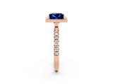 Rose gold Princess Cut Halo Diamond Pave Band with Prong Setting_2