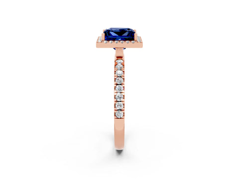 Rose gold Princess Cut Halo Diamond Pave Band with Prong Setting_2