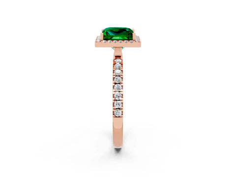 Rose gold Princess Cut Halo Diamond Pave Band with Prong Setting_2