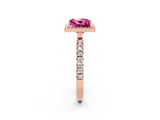 Rose gold Princess Cut Halo Diamond Pave Band with Prong Setting_2