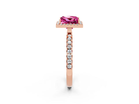 Rose gold Princess Cut Halo Diamond Pave Band with Prong Setting_2