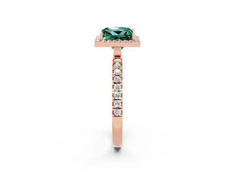 Rose gold Princess Cut Halo Diamond Pave Band with Prong Setting_2