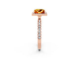 Rose gold Princess Cut Halo Diamond Pave Band with Prong Setting_2