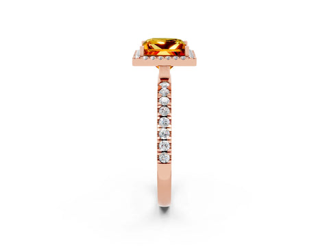 Rose gold Princess Cut Halo Diamond Pave Band with Prong Setting_2