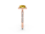 Rose gold Princess Cut Halo Diamond Pave Band with Prong Setting_2